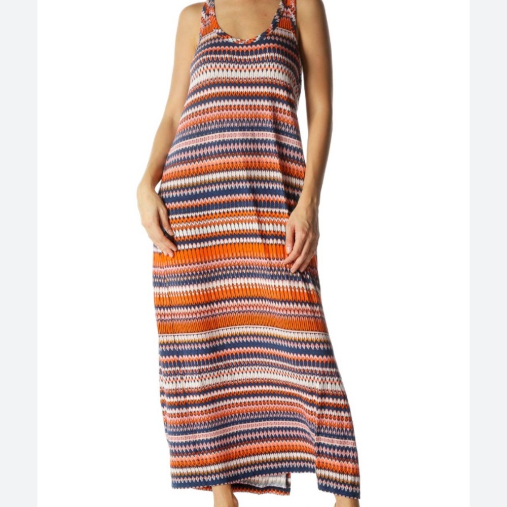 J. Crew Racerback Sleeveless Ikat Column Pattern Maxi Dress size XS